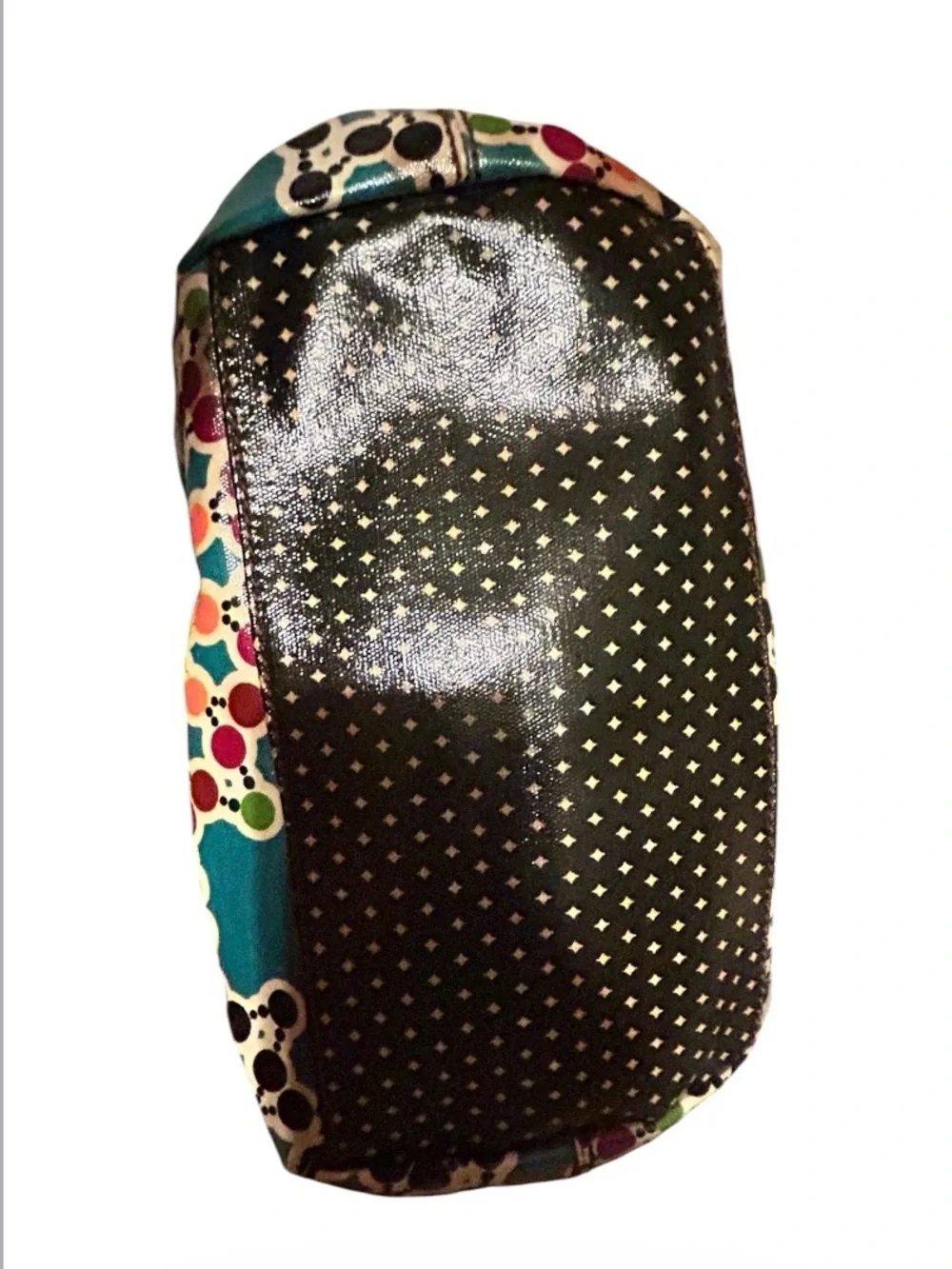 Fossil Teal Multicolor Floral-Print Hobo with Brown Handles